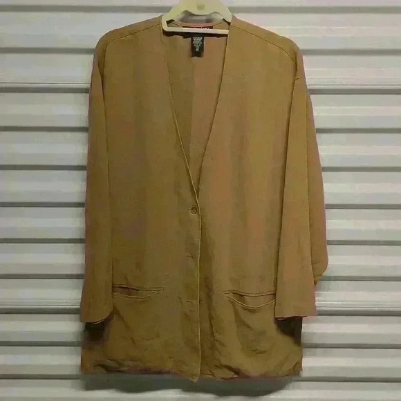 Women's light jacket two pockets in front AST 100% silk washed size 10 - Picture 1 of 6